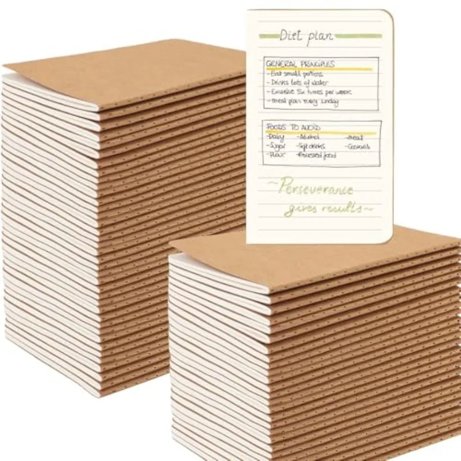 

64PCS Mini Notebooks Bulk, 3.5" x 5.5", Brown, 60 Pages Paper Small Pocket Notebook Set, Mini Journal Memo Notepads for,Student