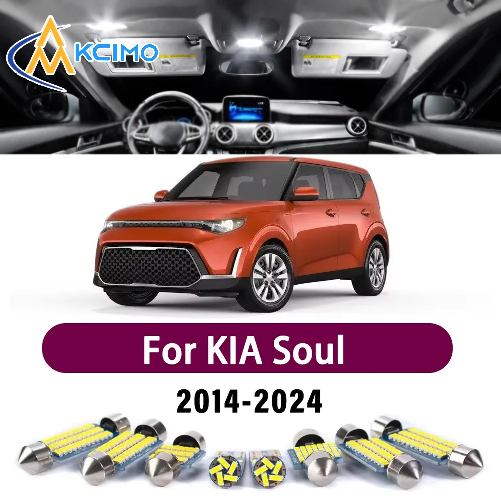 

High Lumen CANBUS Error Free LED Interior Light Kit For KIA Soul 2014-2024 Map Door Trunk Reading Dome Lamp Bulbs Set