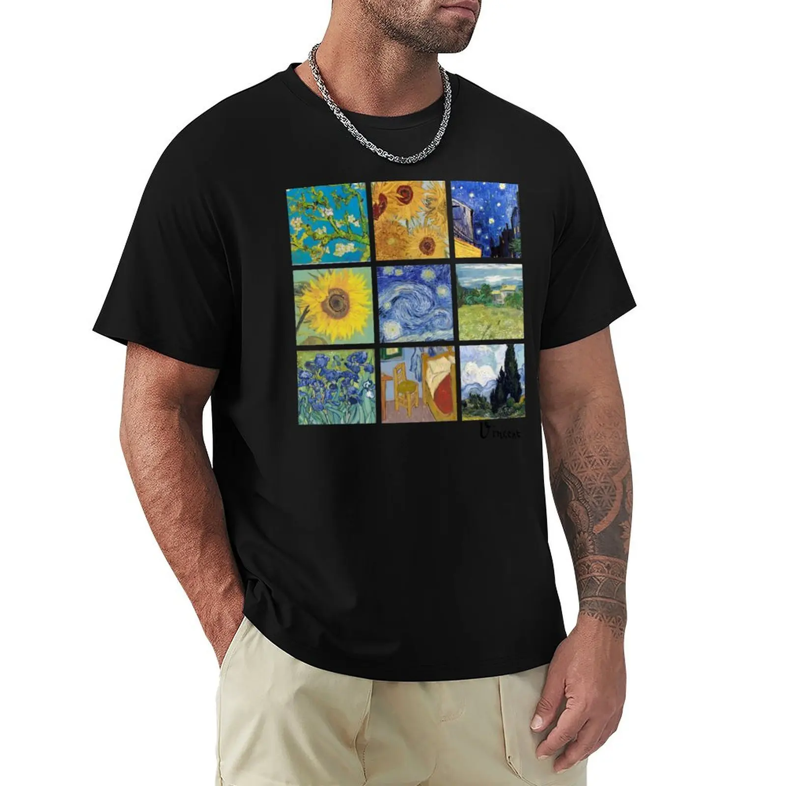 

Van Gogh Collage Art Gift T-Shirt Plus Size Loose Short Sleeve Top