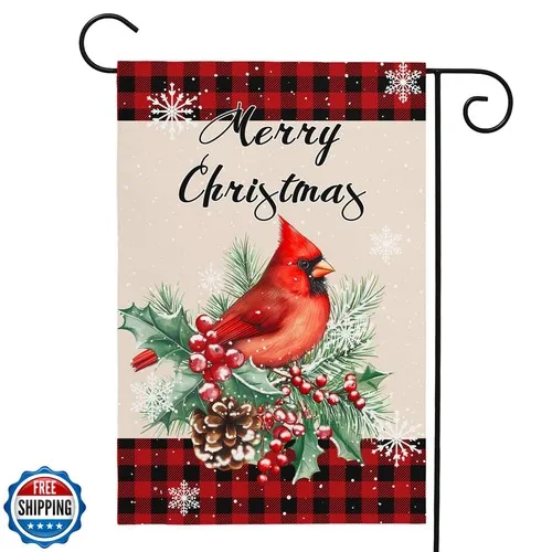 Winter Christmas Cardinal Birds Garden Flag 12x18 Double Sided St ZZO EEZ