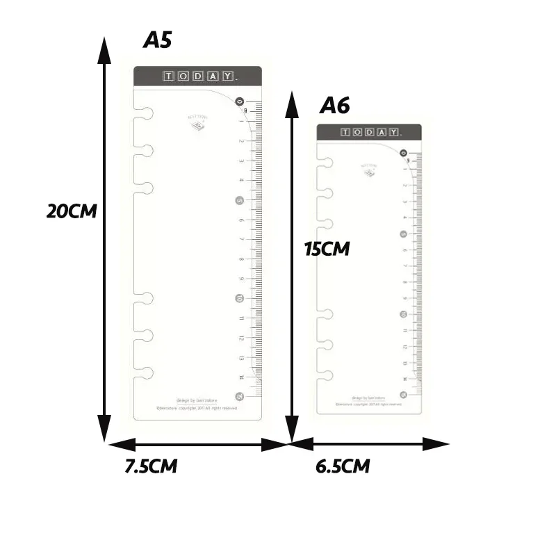 Transparent Loose Leaf Multifunctional Storage Ruler Standard 6 Hole Notebook Soft Ruler Loose Leaf Planner Journal Accessories