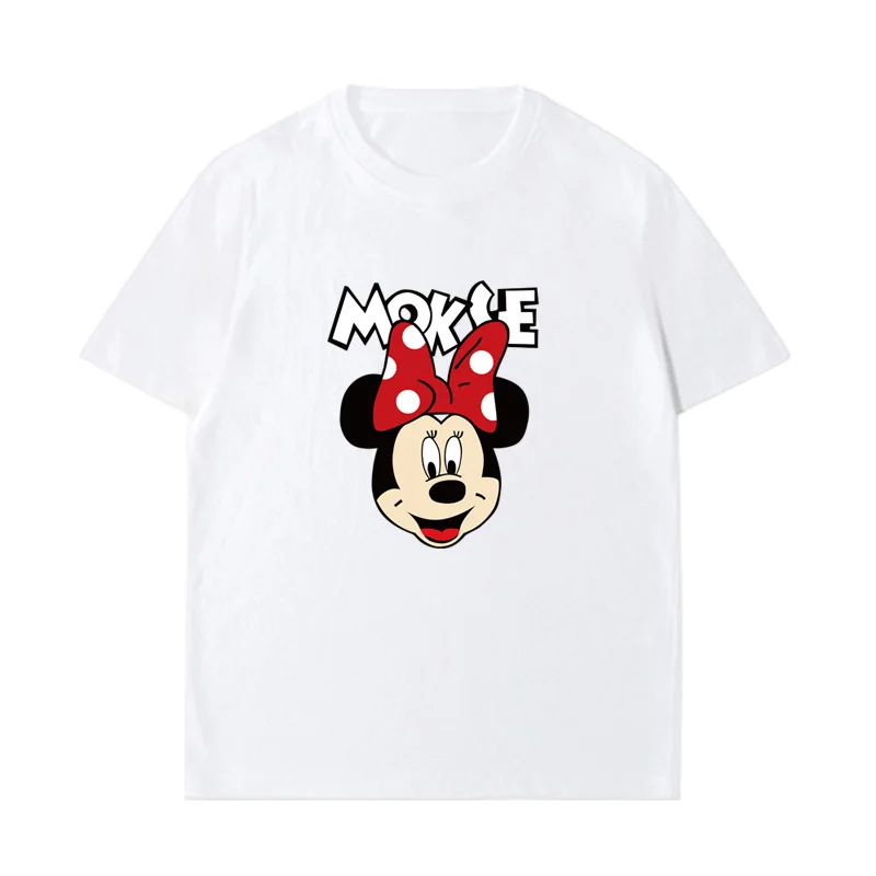 Disney mickey mouse animado impresso camiseta casal usar masculino e feminino mesmo casual esportes de manga curta família wear