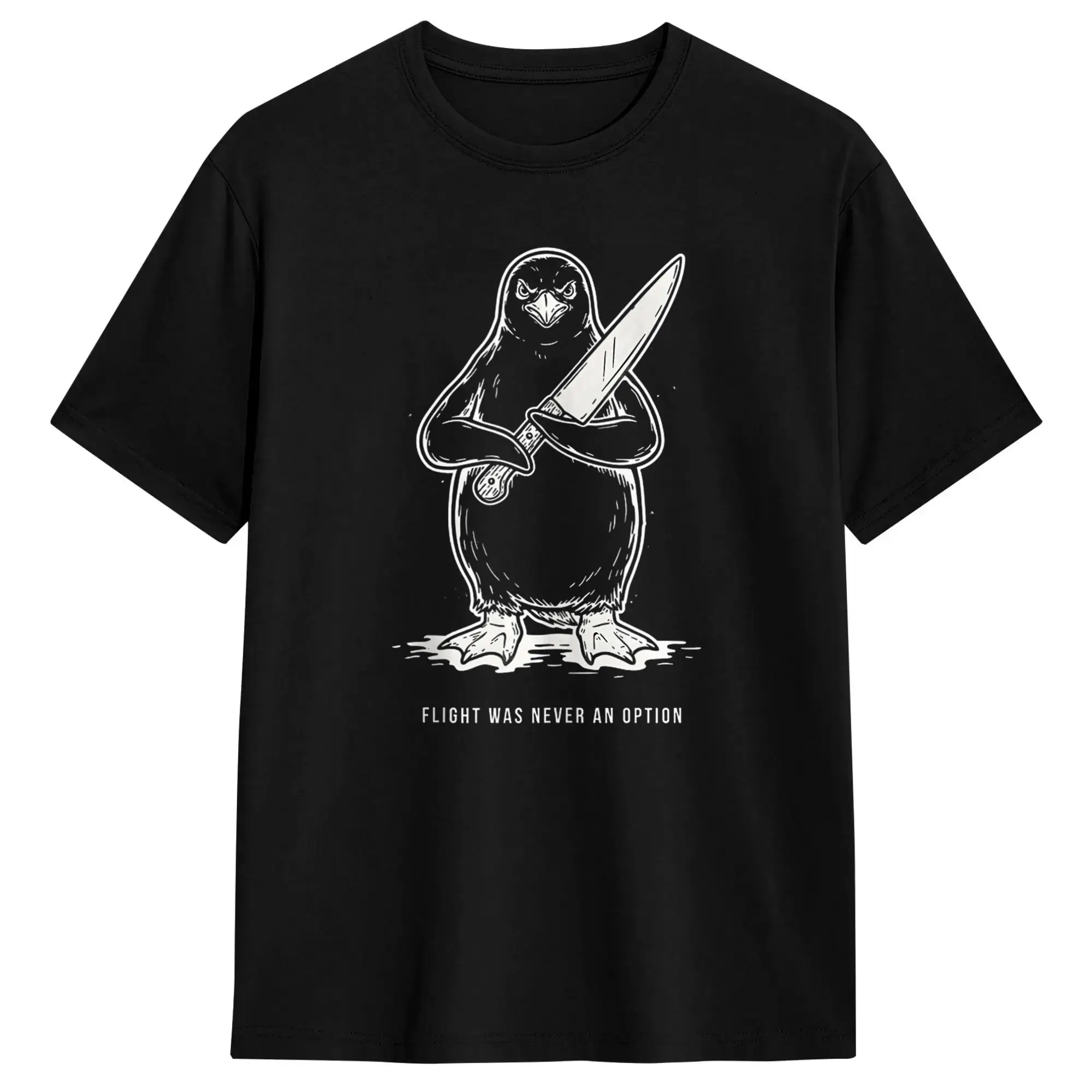 Flight was Never an Option Funny Penguin Meme Humor T Shirt Men's  Streetwear T-Shirts Summer Breathable Hip Hop Tee Shirt