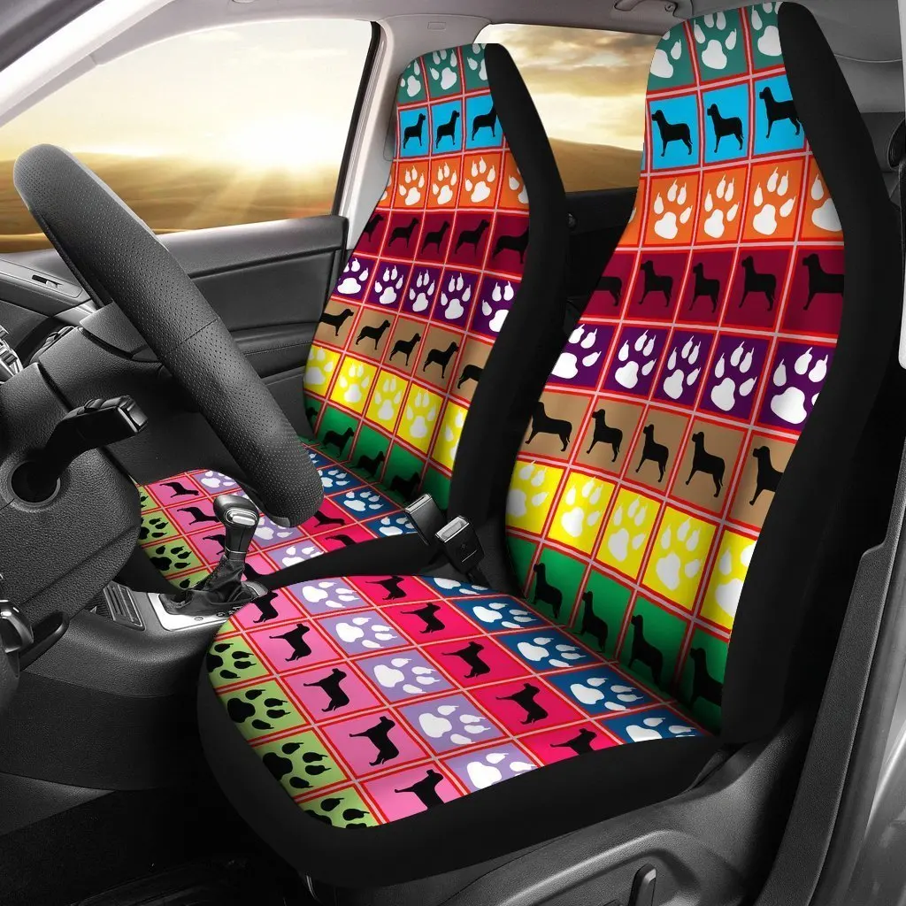 Dog And Paws Print Car Seat Covers Set 2 Pc, Car Accessories Seat Cover