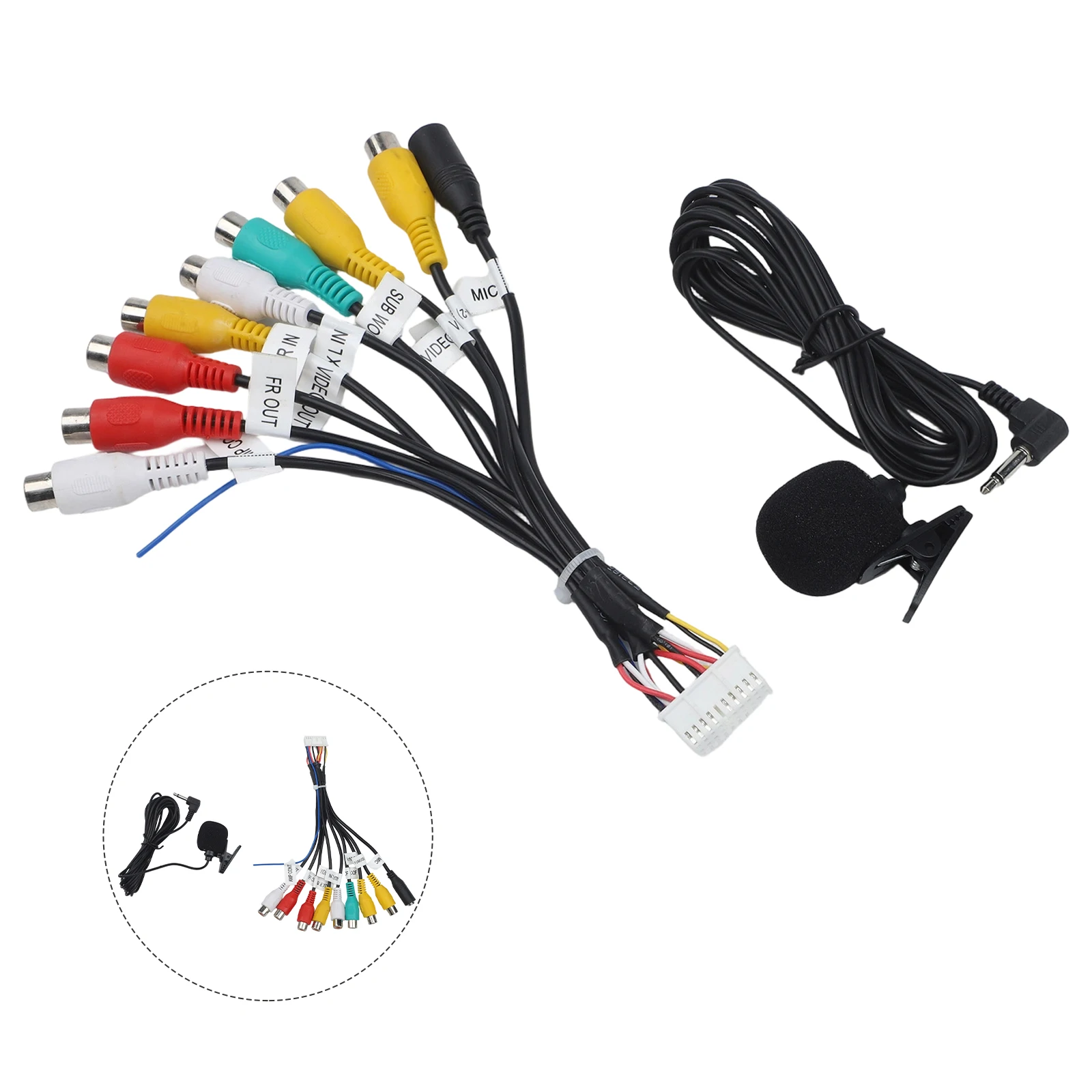 Car Auxiliary Adapter Cable With Output Mic For Junsun Car Radio Frame Hands Free Calling Audio Interface Connector