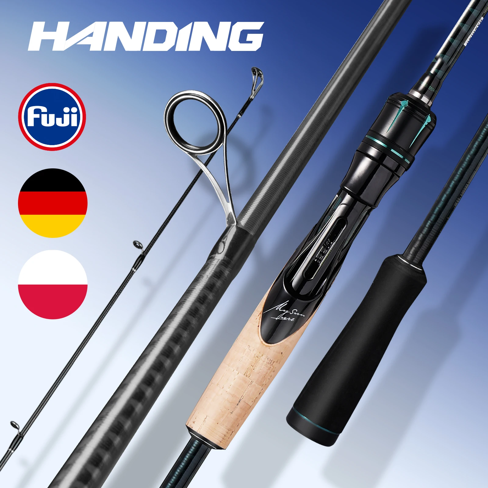 【Aus Polen】HANDING 1,98-2,44m Angelrute Magic L Angelruten MF/F Action 1,5-40g Wurfgewichtsruten für Allround-Angeln für Forellen-, Barsch- und Hechtangeln mit verschiedenen Wurfgewichten,