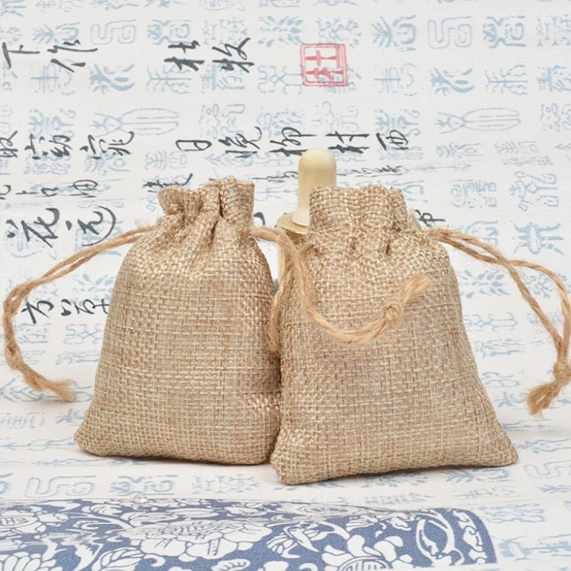 Burlap Gift Bags with Drawstring, Jute Bags, Linen Sacks, Storage Bags for Wedding Favors, Party Jewelry Pouches, 10Pcs