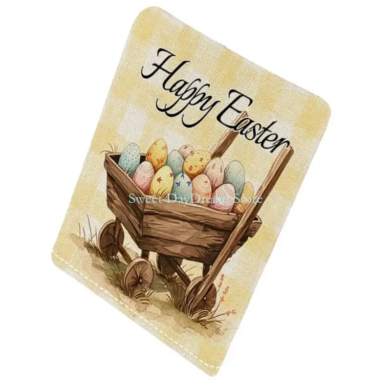 Y88C Festival Easter Rabbits Print Chair Cover 49x58cm Short Plush for Home