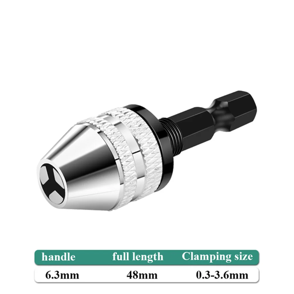 1pc Drill Chuck Adapter 6.35mm Hex Shank Quick Change Keyless Drill Bit Chuck Adapter Converter Tool For Electric Grinderb Drill