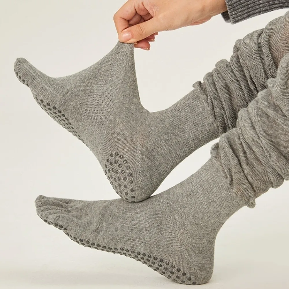 Fashion Cotton Five Finger Yoga Socks Non-Slip Breathable Grips Pilates Socks Split Toe Over Knee Socks Ladies