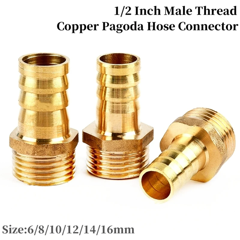 

Pneumatic Pagoda Connectors 1/2" To 6~16mm BSP Male Thread Brass Pipe Fitting Hose Barb Connector Irrigation Tube Copper Joints