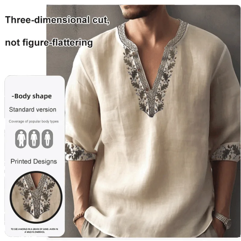 Mens Digital Short Sleeve Stand Collar Shirt Summer Casual Lounge V-Neck Blouses Bohemia Stylish Beach Tops Holiday T-Shirts