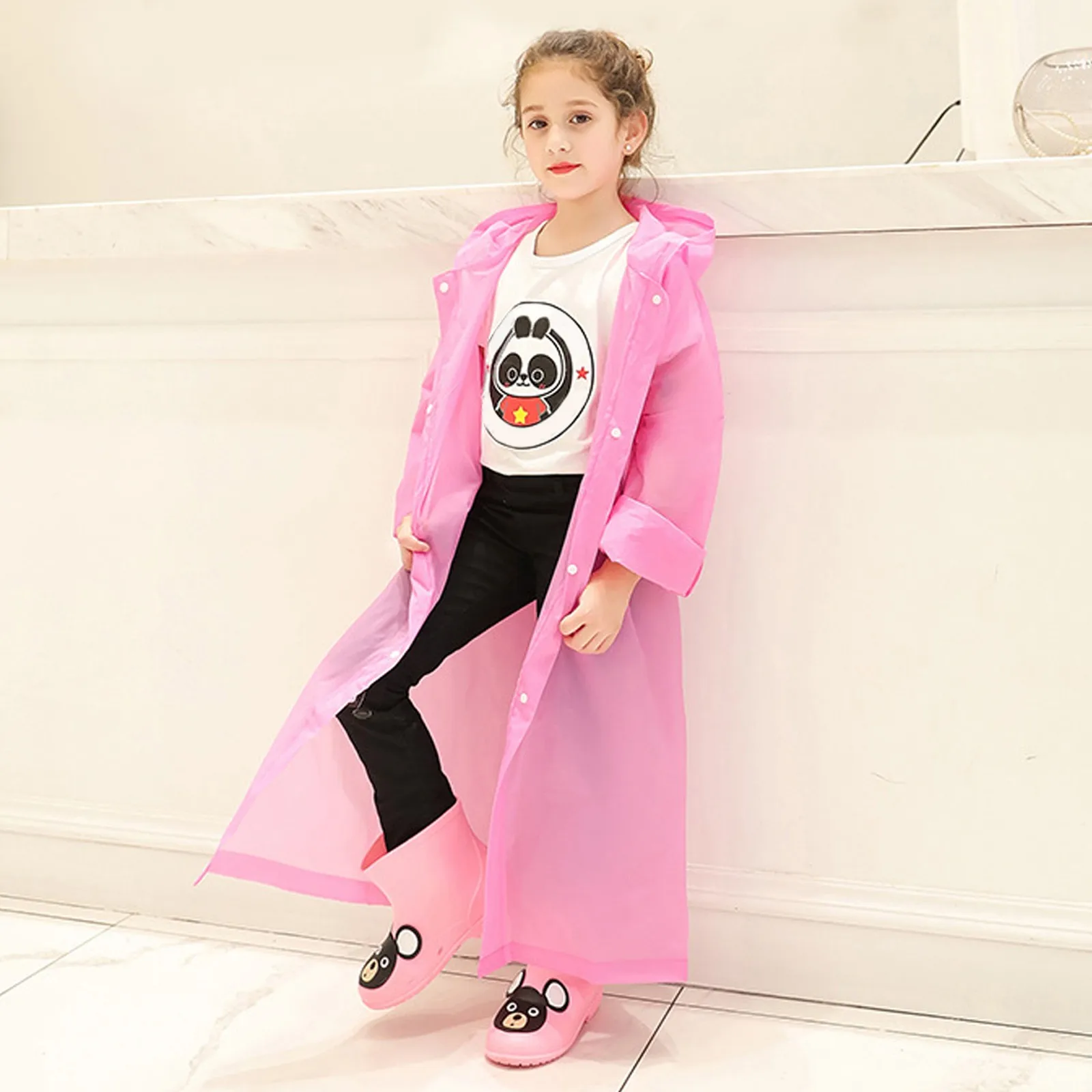 Chubasquero de verano para niños, traje de pantalones de lluvia, Sudadera con capucha con estampado de Color sólido, Tops para niños, Poncho de lluvia para senderismo al aire libre