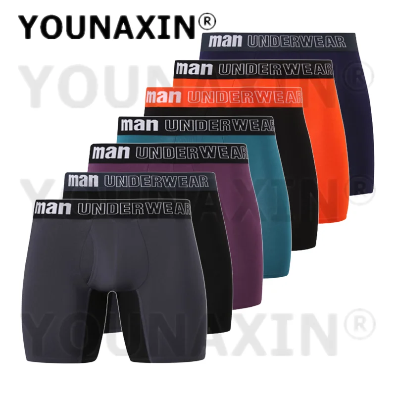 Men's 7 Pack Big Size Boxer Briefs Open Crotch Sport Long Underwear Sexy Knickers Plus Size M L XL 2XL 3XL 4XL 5XL 6XL 7XL