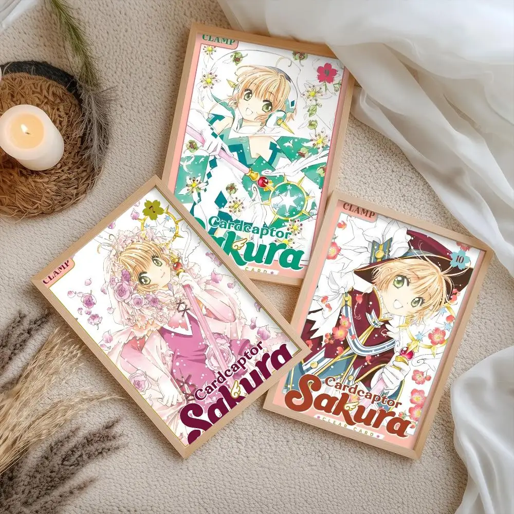 Anime C-Cardcaptor Sakura Poster Stickers Self-Adhesive Painting Mural Decor Wall Decals for Bedroom Living Room Home HD Gift