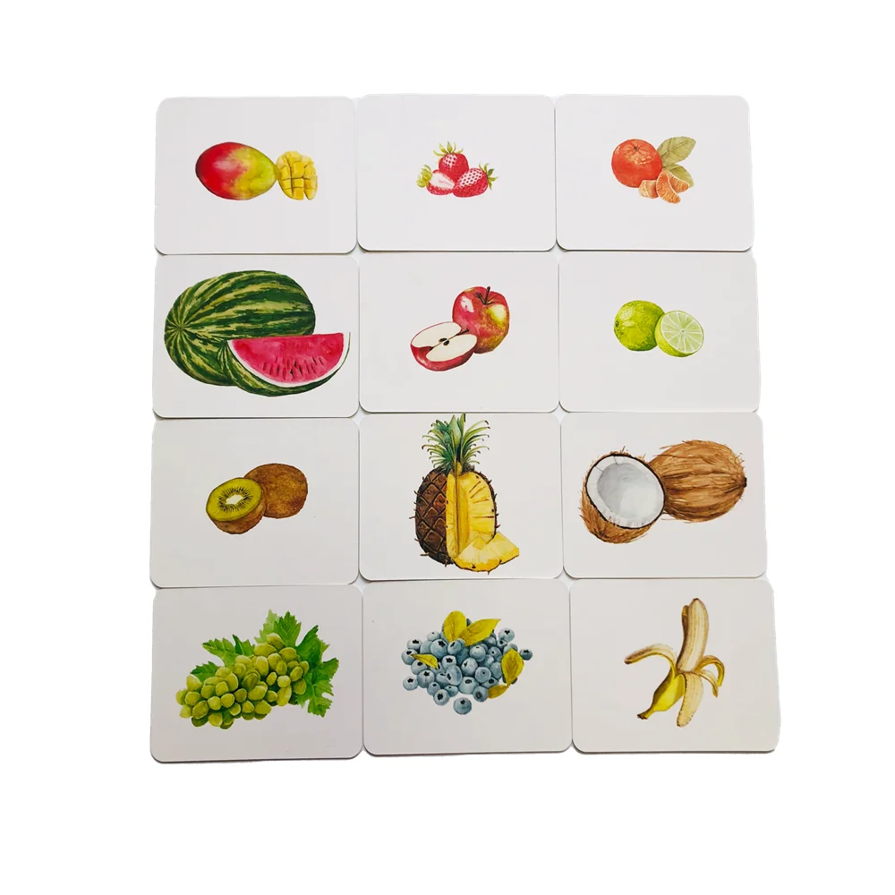 

Cognition Cards Fruit Learning Toys Montessori Language Materials Nomenclature Classified Educational Game Early Teaching Aids