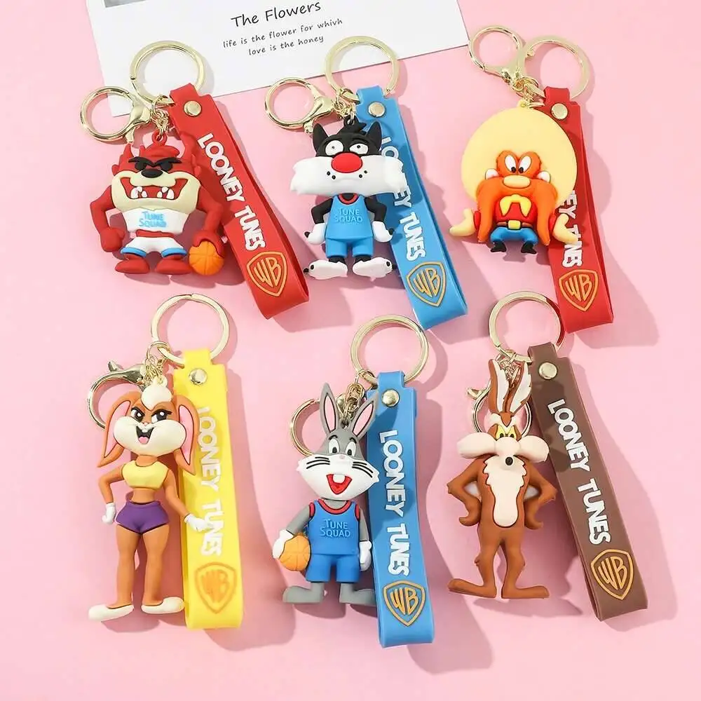 LLavero de Anime Looney Tunes, insectos de dibujos animados, conejito, pato narcido, figura de pájaro Tweety, modelo de juguete, colgante de silicona, accesorios de joyería