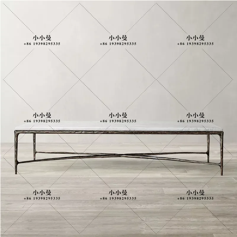 American Light Luxury Retro Forged Wrought Iron Coffee Table Personalized Edge Soft Decoration for Villa Hotel Living Room