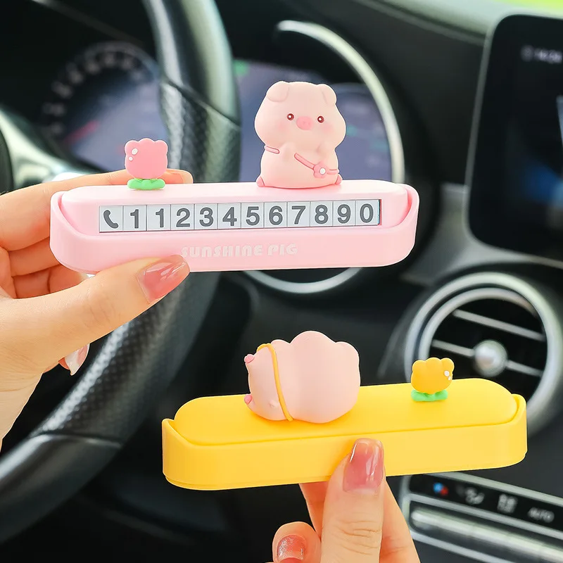 OASATE con tulipani Cute Pig carta di parcheggio temporanea per auto numero di telefono targa numero di telefono parcheggio Stop In Car-styling