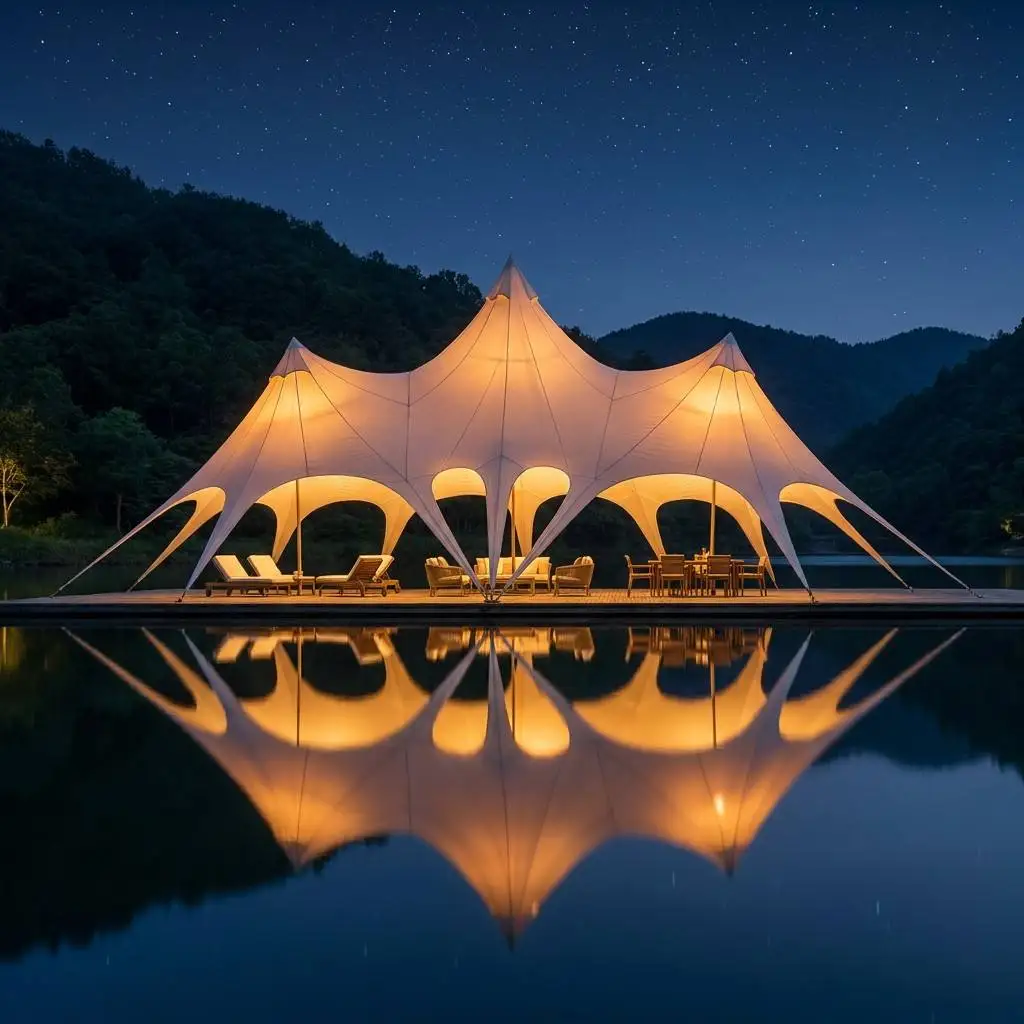 Heavy Galvanized Steel Canopy Tent 13x12x4.95m Oxford Fabric Multi Peak for Outdoor Events