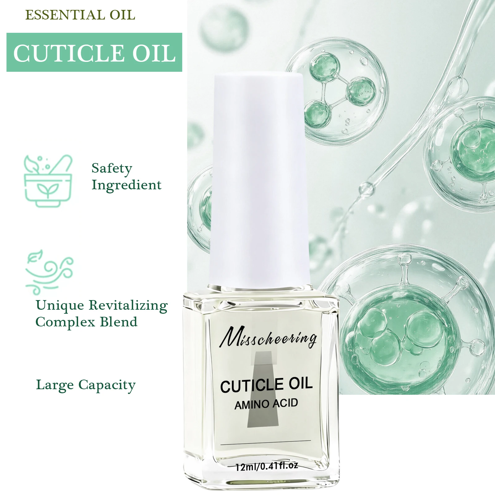 12 مل مركب لفن الأظافر بالأحماض الأمينية زيت مغذي يهدف الأظافر الهشة والتالفة، يرطب سرير الأظافر، ويعزز النمو