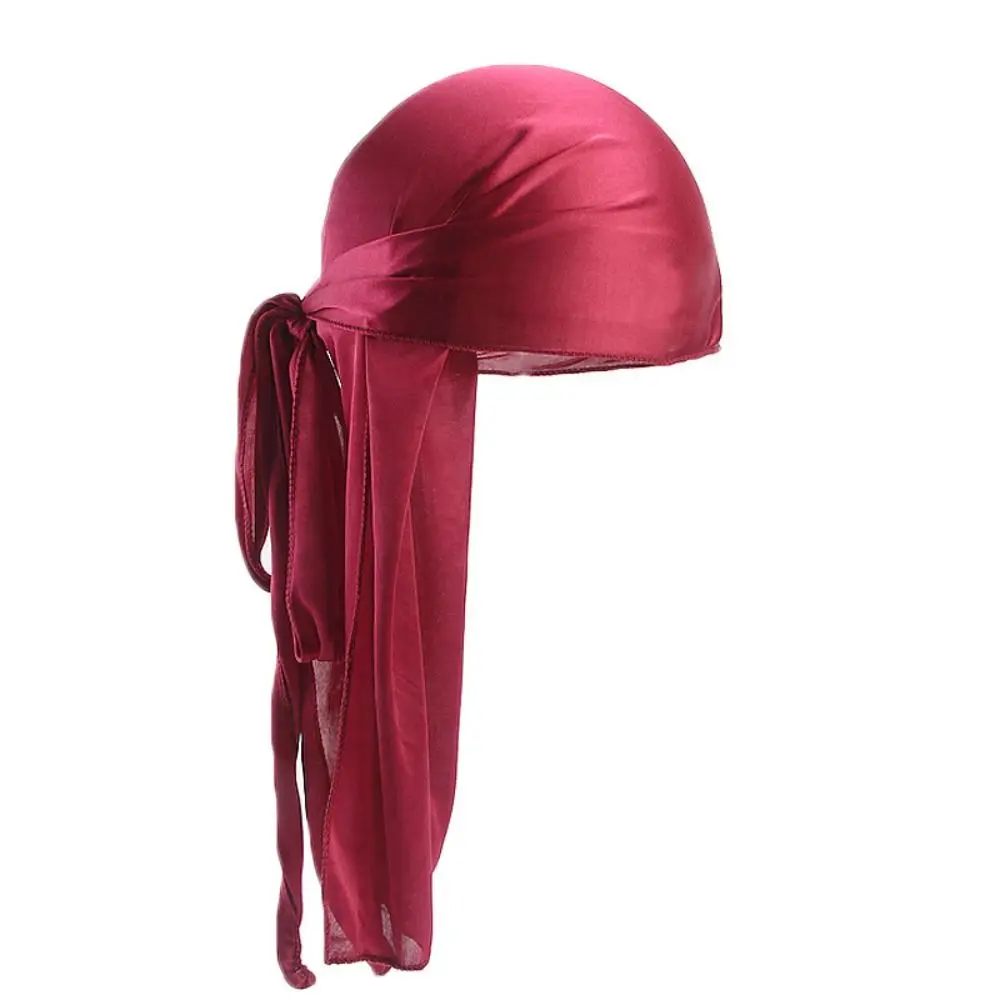 

Fashion Pre-Tied Silk Durag Adjustable Elastic Pirate Hat Polyester Head Scarf Men Women