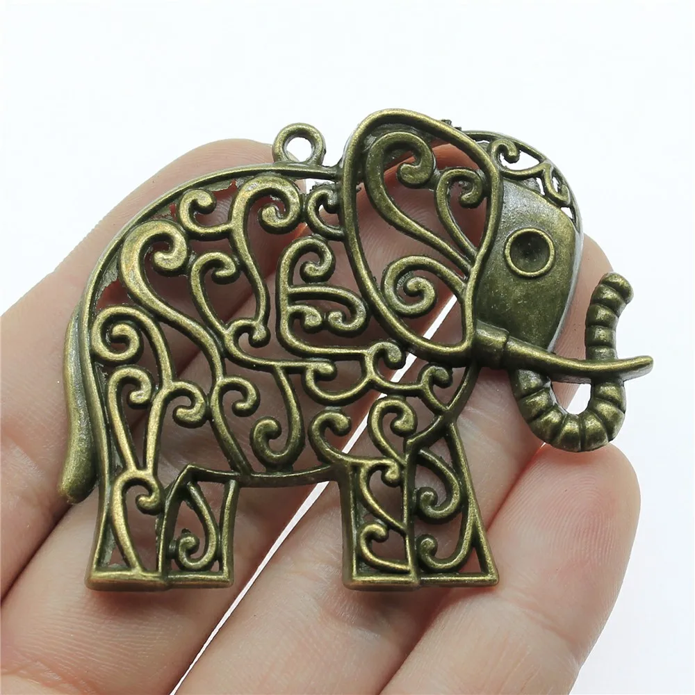 

Wholesale 20pcs/bag 60x50mm Big Elephant Charm For Jewelry Making Antique Bronze Color Elephant Charm Elephant