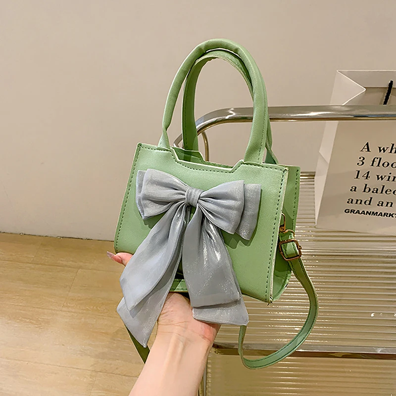 Fashion Leather Bow Small Handbag For Women Girls Simple Shoulder Crossbody Bags Casual Shoulder Bag Valentine Day GiftsPU