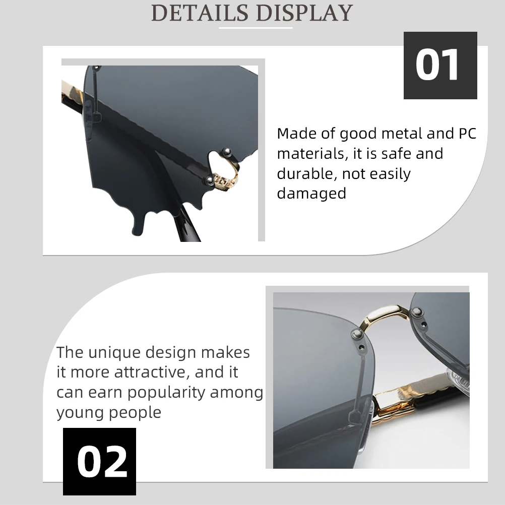 

Butterfly Frame Glasses Retro Sunglasses Creative Eyewear Durable Metal PC Photo Prop Party Accessories Women Decorative Stylish