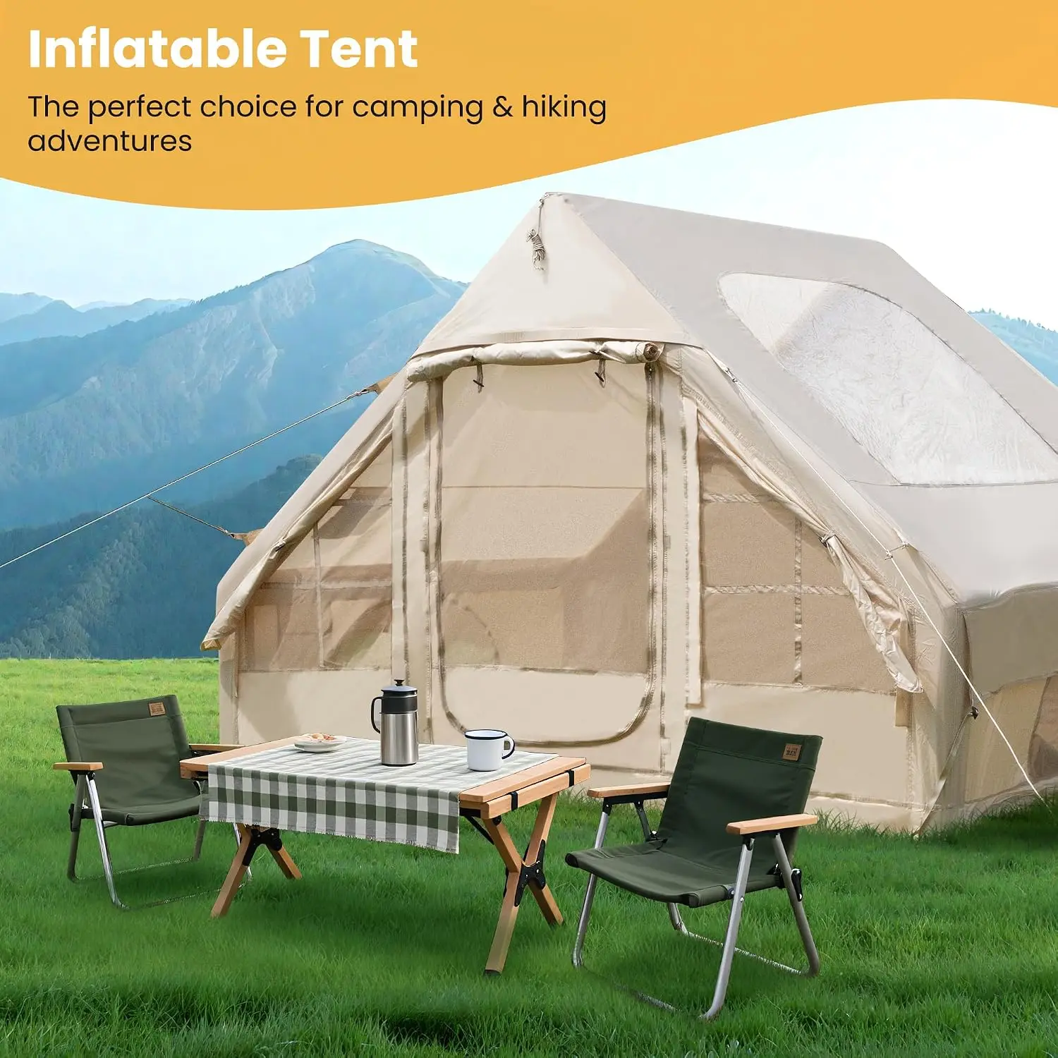 4 To 6 Person Glamping Inflatable Tent Canopy Pump