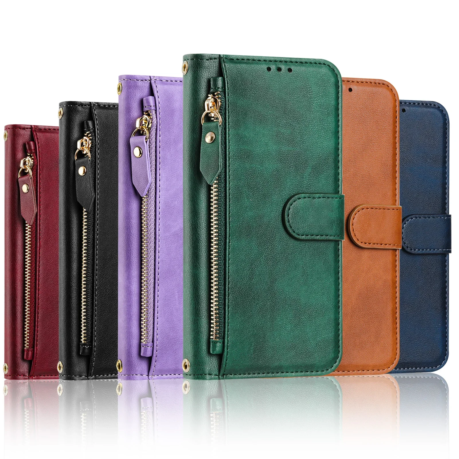 Crossbody Zipper Cards Solt Wallet Leather Case For iPhone 16 Pro Max 15 Plus 14 13 12 11 XS XR SE 4 Bag Holder Lanyard Cover