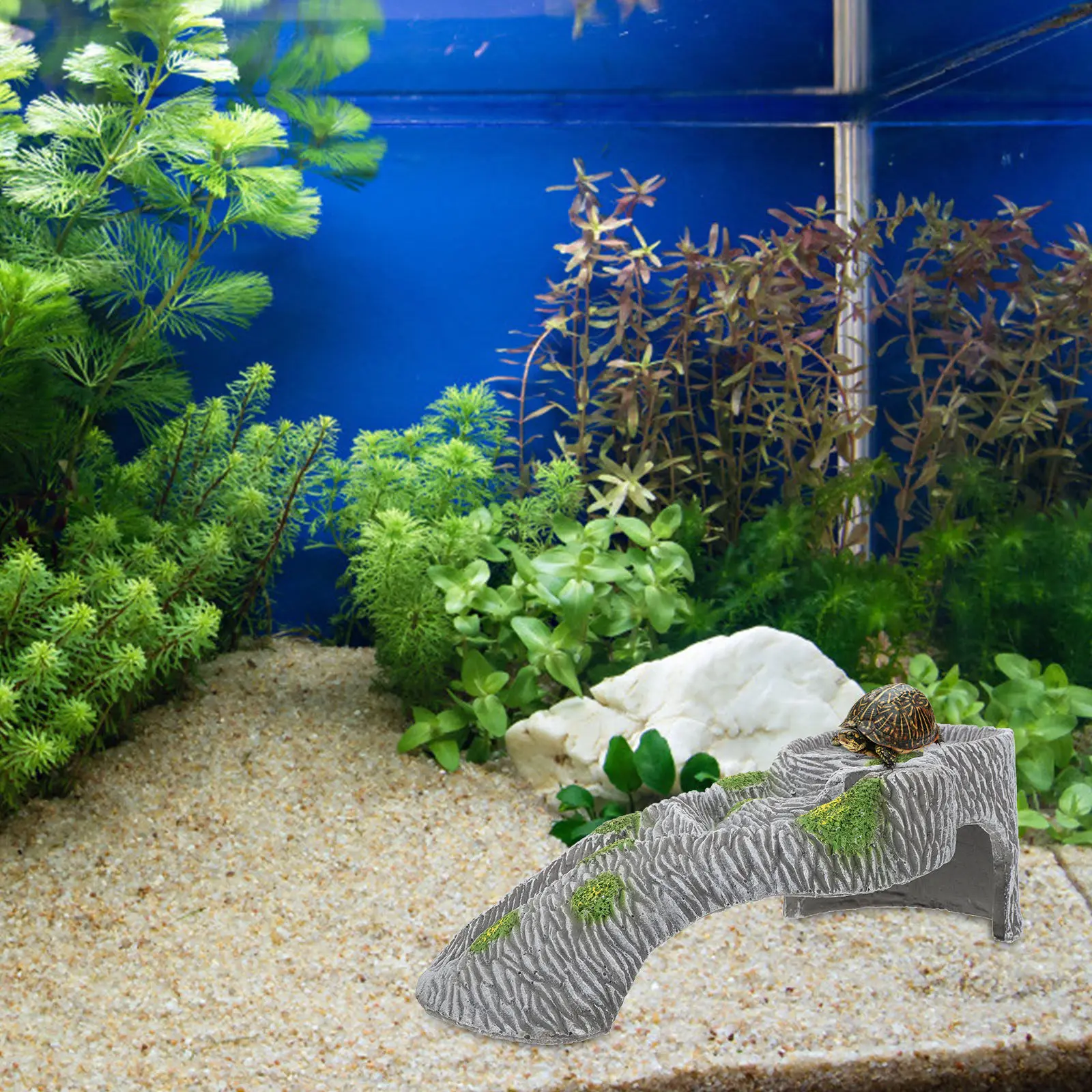 Pet Supplies Fish - 1個入り タートルバスキングプラットフォーム レジン製シミュレーションヒル 魚タンク アクアリウム 隠れ家