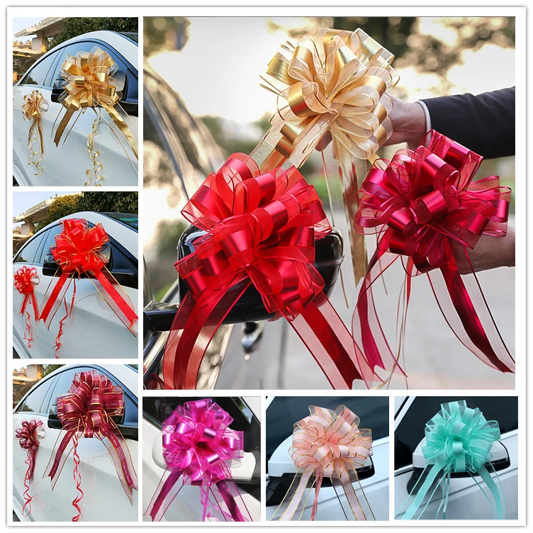 10pcs Extra Large Pull Bow White Red Gold Pink Wedding Car Decor Wrapping Bow Wedding Pull Bow Birthday Party Car Decoration Bow