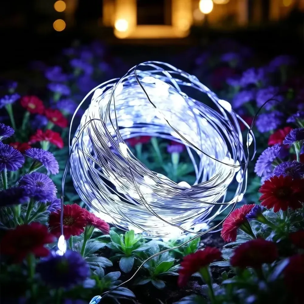 Solar Copper Wire Lights 8 Modes Waterproof Multicolor for Outdoor Christmas Gardens Parties Weddings Patios Festive Decor