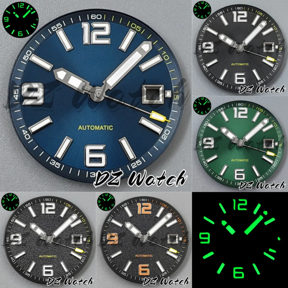 DZ 31mm Blue Black Green Watch Dial Number Index Watch Pointer Set Luminous Fit For DG2813 Miyota8215 Movement Men's Watch Parts