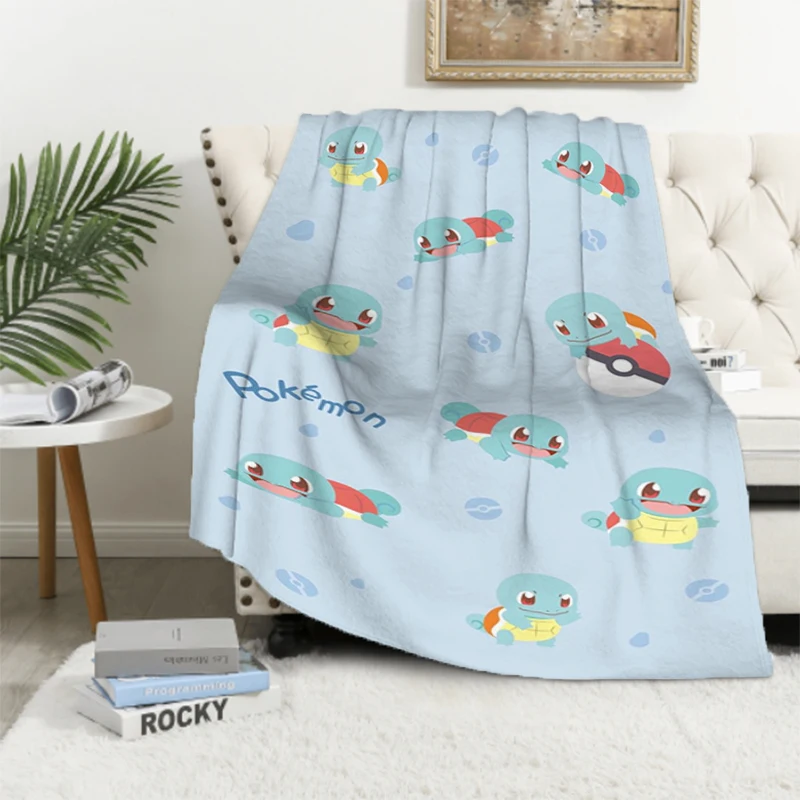 Hot Cartoon Anime Pikachu Flannel Blanket Pokemon Figures Home Sofa Lunch Break Blankets Student Warm Blankets Nap Cover Kid