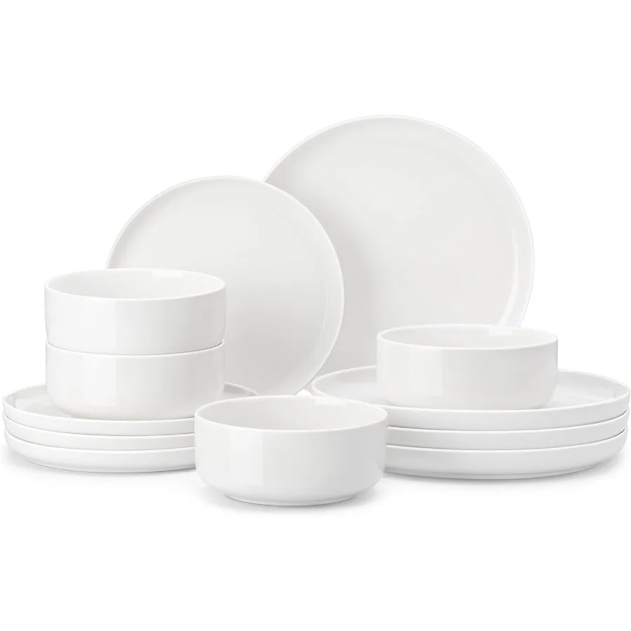 

Plates and Bowls Sets 12 Pieces Porcelain Dinnerware Sets Dishware Sets Chip Resistant Ceramic Dish Set Dining Dinner Ware Serv