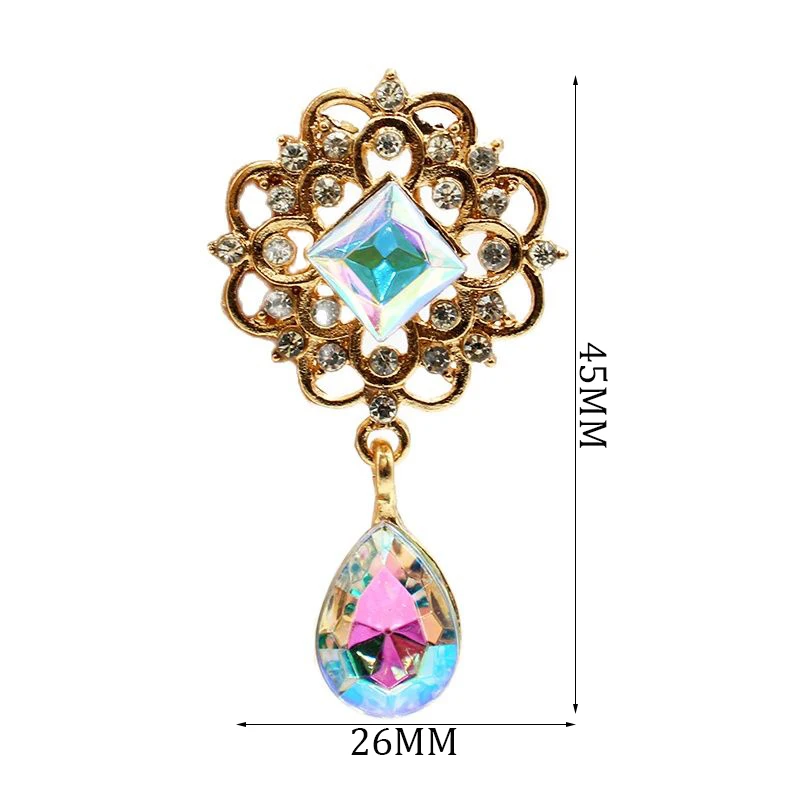 New 10 Pieces/ Batch 26 * 45MM Exquisite Alloy Square Pendant Button DIY Sewing Wedding Dress Decoration Accessories