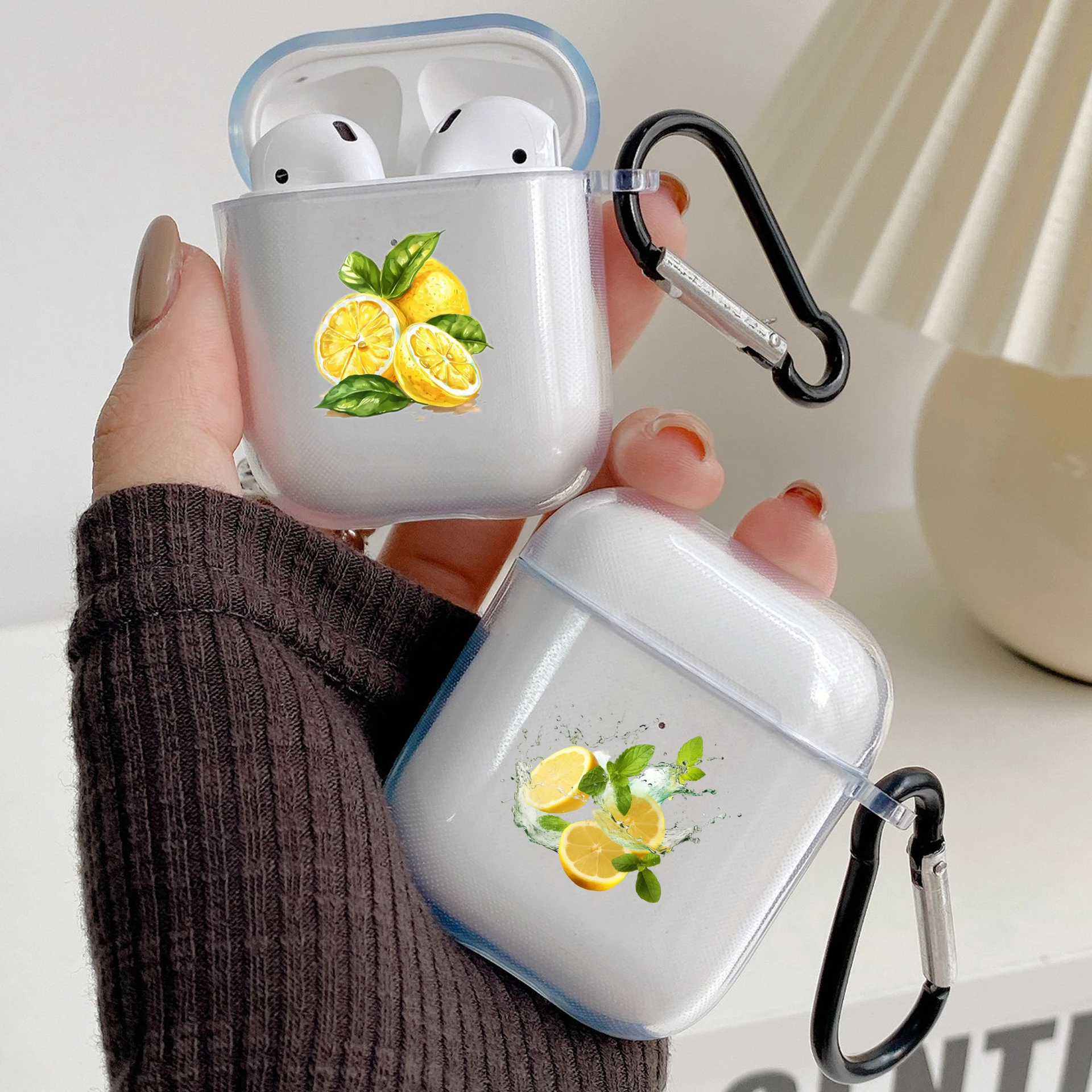 Fruit Lemon Silicone Case For Apple Airpods 1 or 2 Shockproof Cover For AirPods 3 Pro Pro2 Transparent Earphone Protector Capas