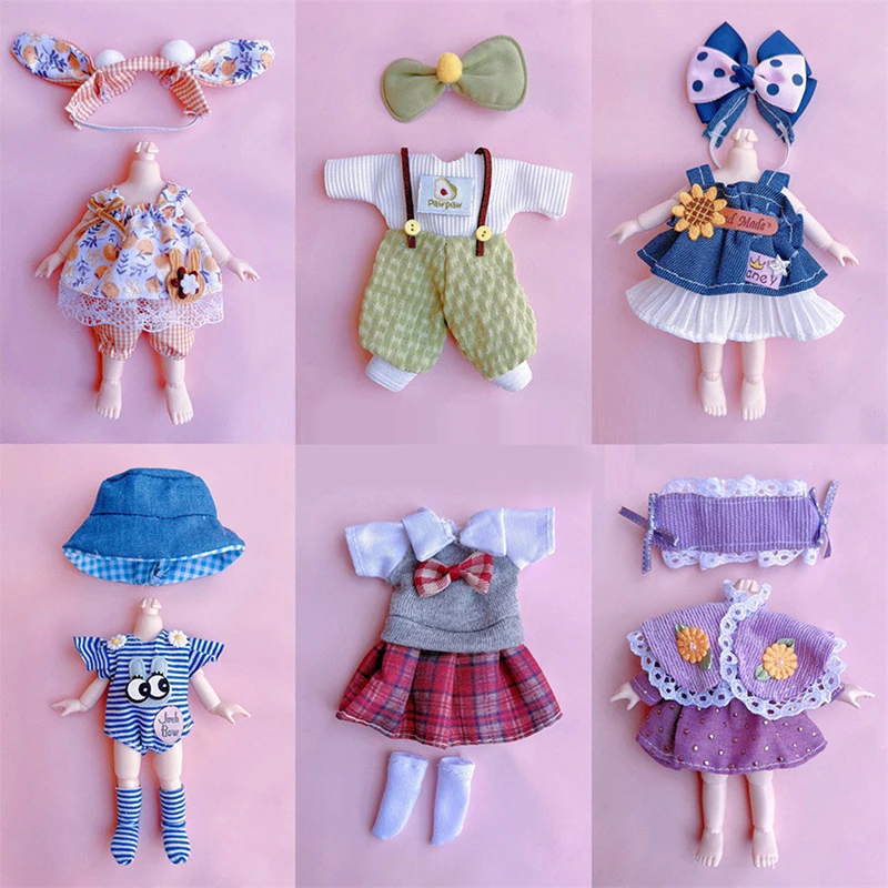 Clothes Set for 16-17cm Ob11 Doll Fashion Suit 1/8 bjd Doll Dressup Skirt 6 Inch Cute Clothes Uniform