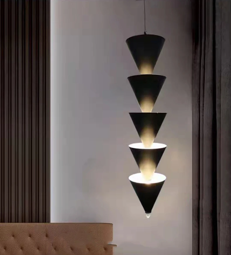 Gold Black Cone LED Pendant Lamp