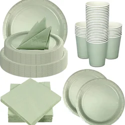 Sage Green Birthday Decorations Light Green Party Supplies Paper Plates Tissue Paper Cups Tablecloths Children Baby Shower