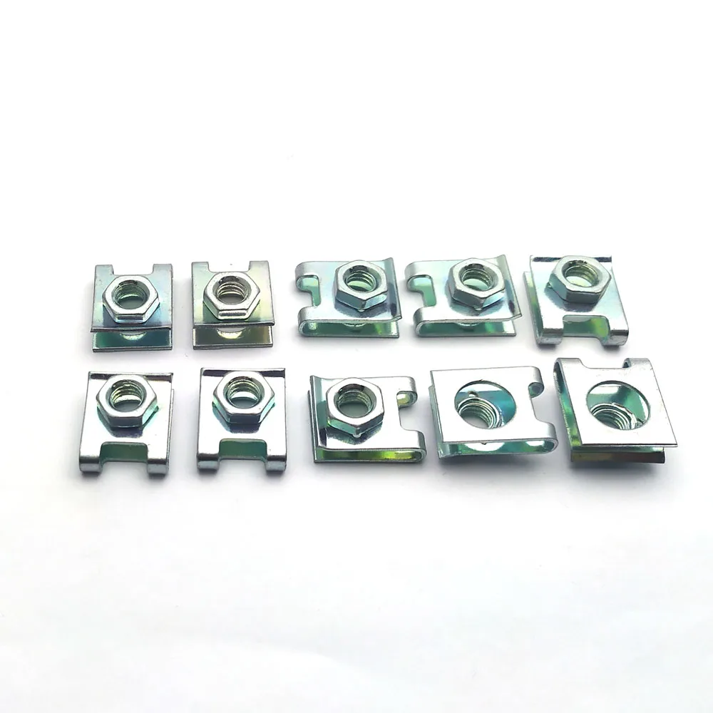 10 Set Plastic Cover Silver Stainless Steel Screw Bolt and U Type Clips with Nut M6 6mm M5 5mm for Motorcycle Scooter ATV Moped