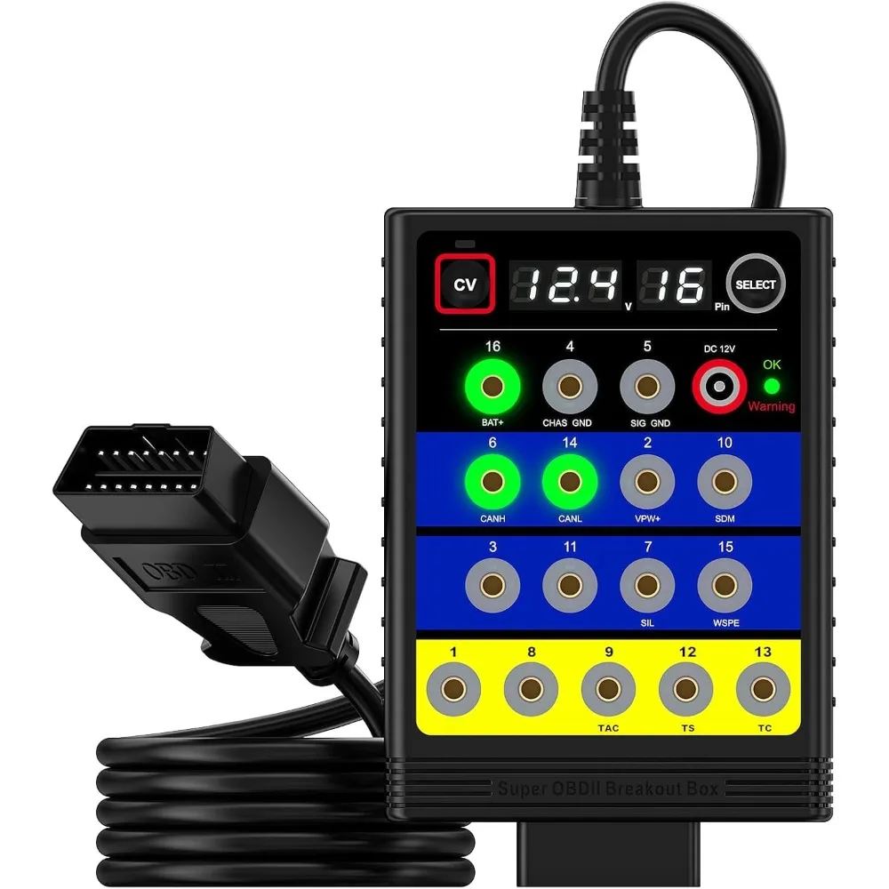 

OBD2 Breakout Box CAN Детектор протокола шины Инструмент постоянного напряжения Защита от короткого замыкания Тестер автомобильных схем с 12