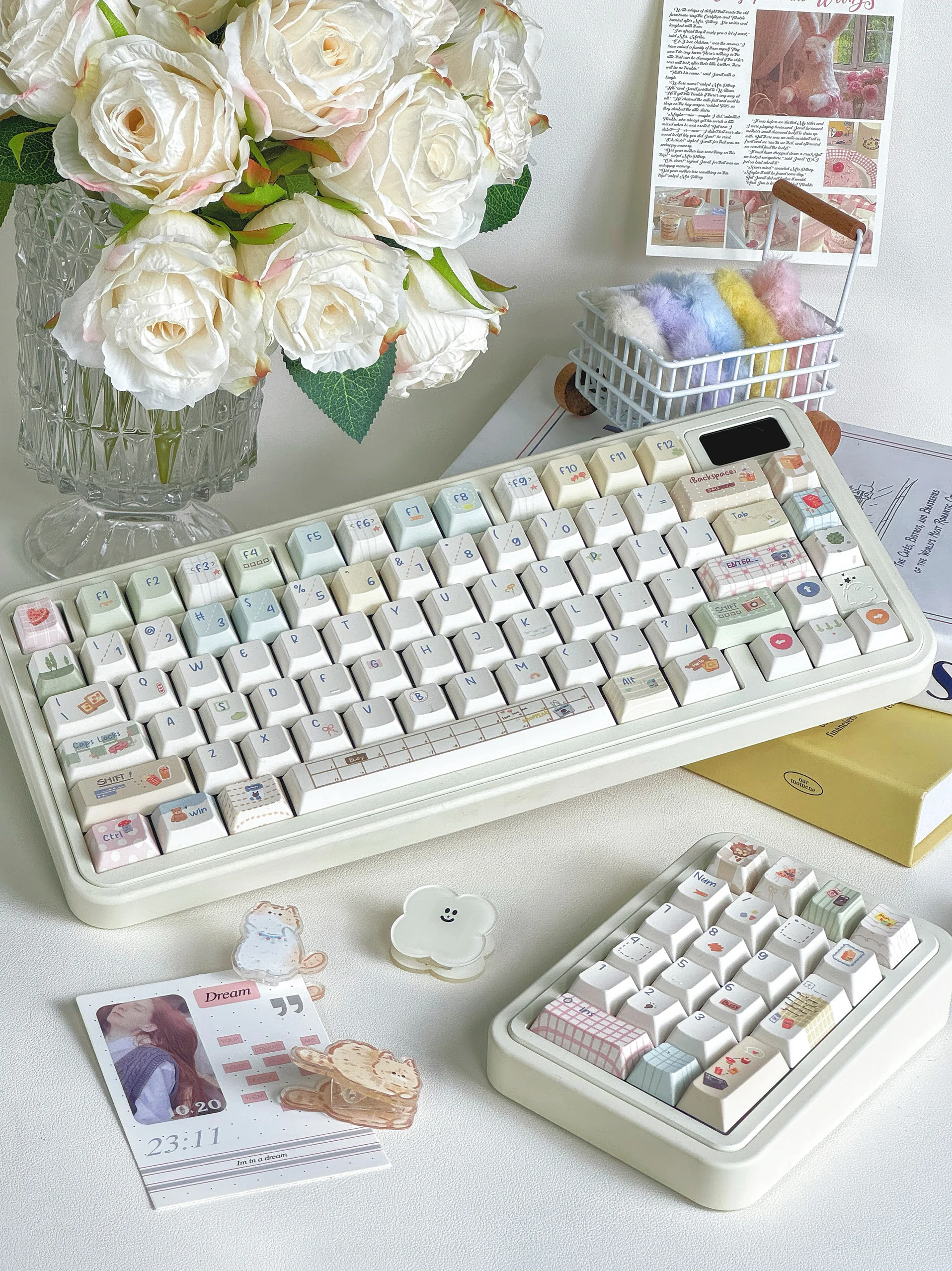 Note Book, Original Keycap New Milk White Simple Original PBT Keyboard Cap Magnetic Axis