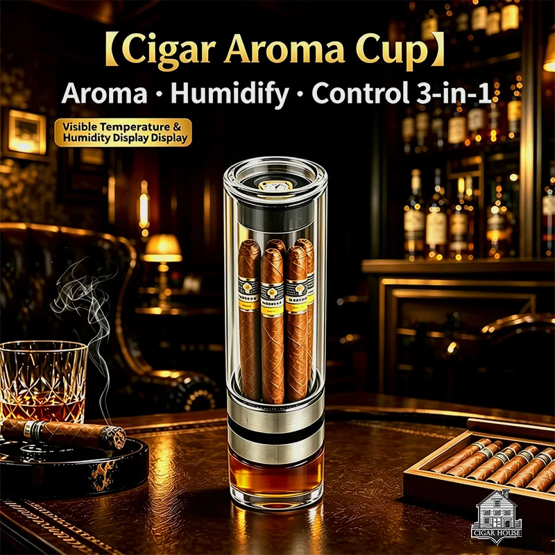 Cigar Humidor，Three-in-One Cigar Humidifier Tube，DIY Flavored Whiskey and Cigar aroma Cup，Humidifier Cup Special for Cigar Aging
