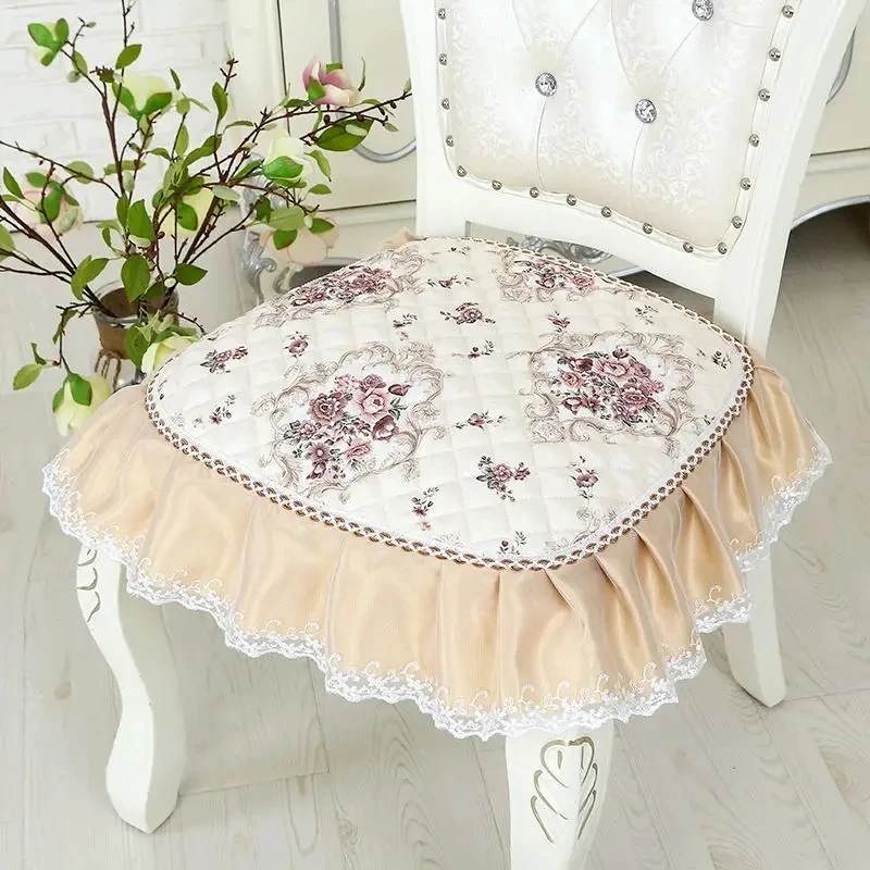 Fresh Floral Pattern Household Seat Cushion Four Season Universal Dining Chair Anti-slip Mat High Quality Lace Soft Stool Pad