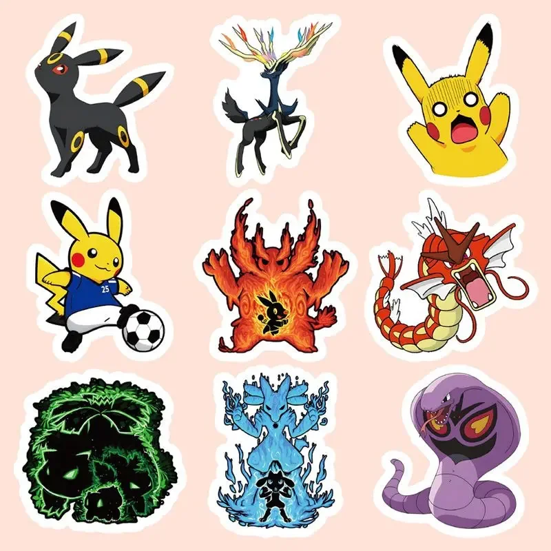 100 Stück Kawaii Anime Pokemon Aufkleber Niedliche Pikachu Eevee Cartoon-Sticker für Laptop Scrapbook Handy Klassische Kinder-Aufkleber Spielzeug – Detail 9