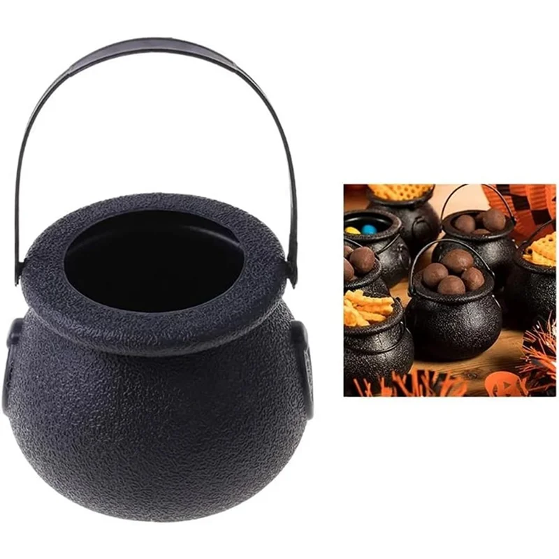 

12Piece Mini Candy Kettles Witch Skeleton Cauldron Holder Pot With Handle For Halloween Easter St Patrick's Day Party