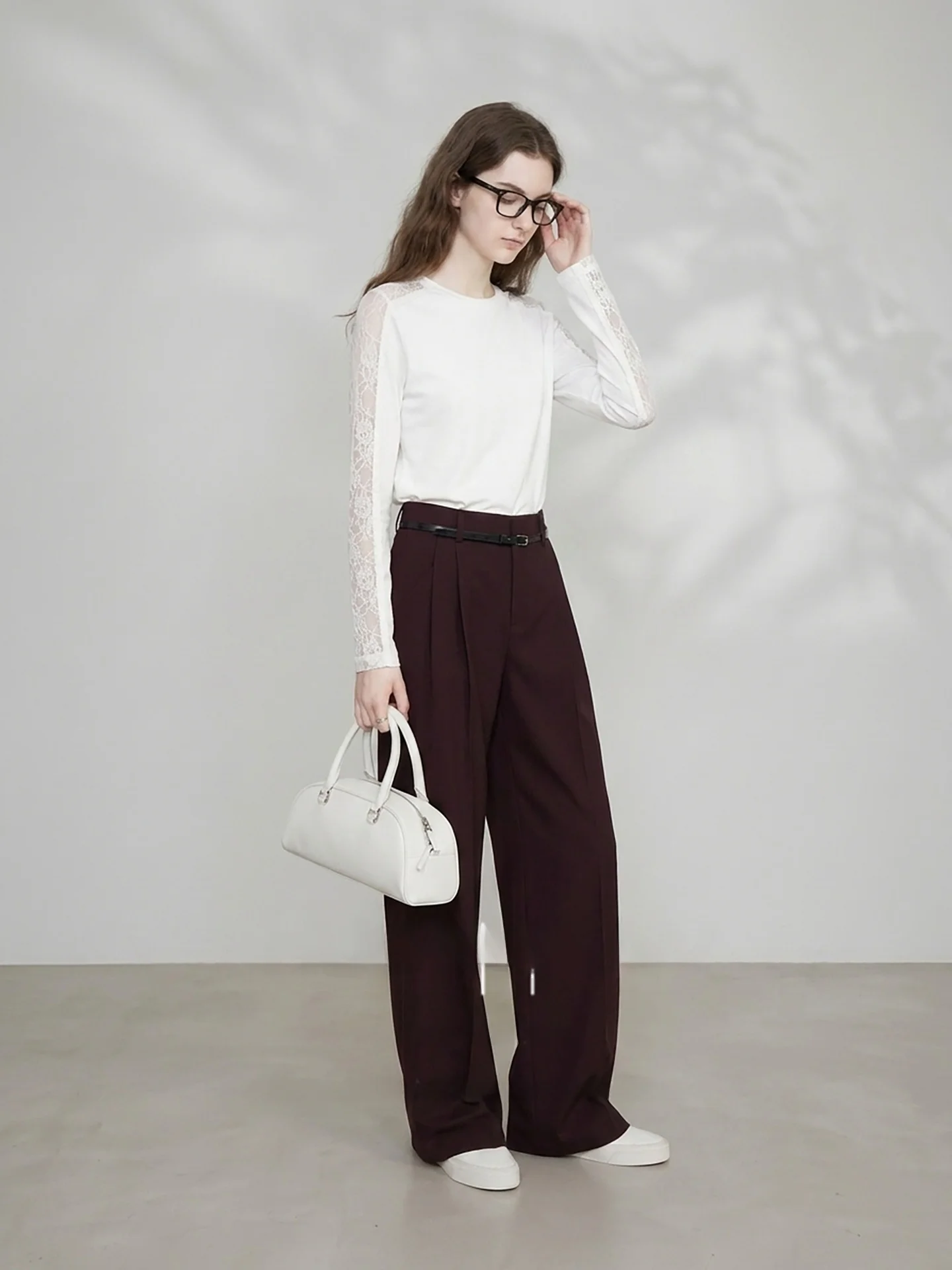 HUAAPPUW Commuter Style High Waist Wide Leg Suit Pants Office Wear Women's Autumn New Arrival Simple Red Color Business Casual